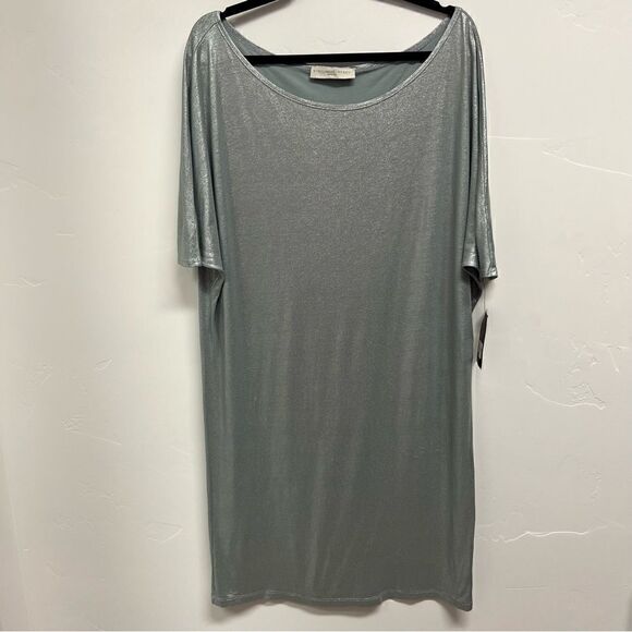 Stella McCartney off the shoulder dress size 46. Metallic silver. New with tags. - Picture 1 of 17